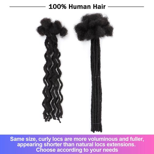 Curly Wave Loc Extensions Human Hair 0.4cm&0.6cm width 6-18 inch 10,30 strands 100% human hair locs extensions for men women Handmade Permanent Dread Extensions0.6cm 12inch 30strands