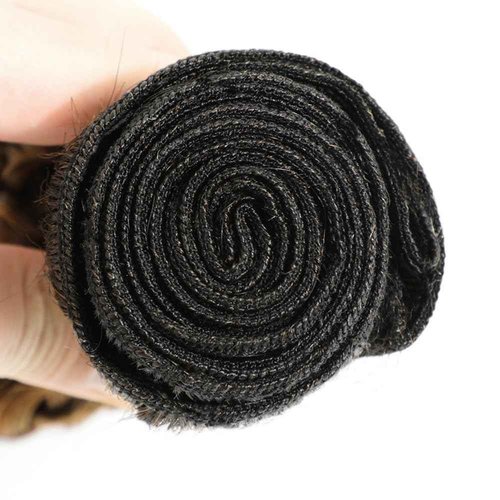 ZCMYVINND Honey Blonde Bundles Human Hair 1B27 Ombre Bundles Color 1b27 Curly Wave Bundle 2 Tone Black to Honey Blonde 12 14 16 Inch Unprocessed Virgin Hair for Black Women