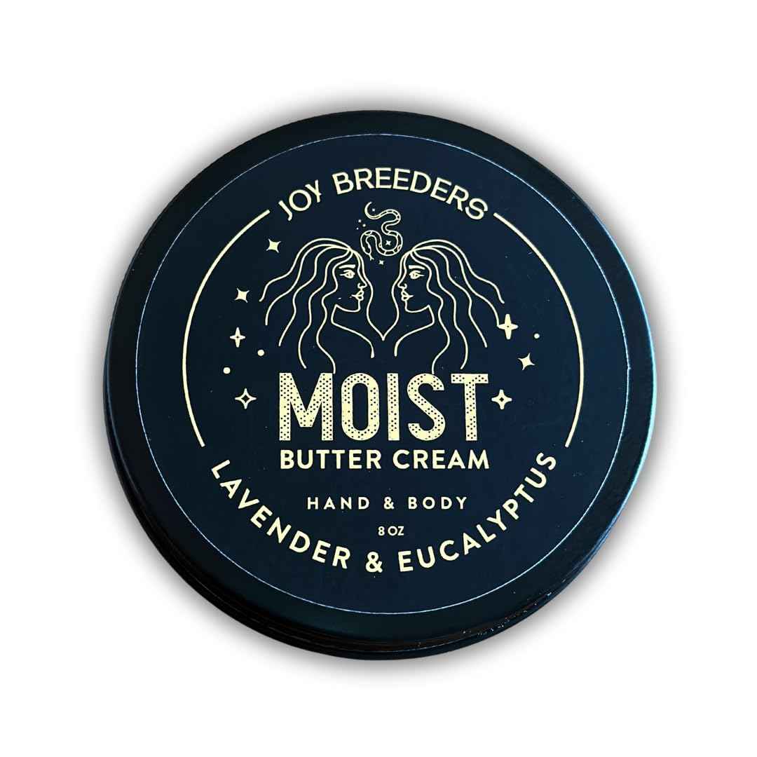 Joy Breeders Moist Shea Butter Cream | Lavender & Eucalyptus | LARGE (7.5oz) | Organic Body Butter | Hand/Body Moisturizer | Clean Skincare | Aids Dry Skin | Lasting Moisture | Rich & Velvety Texture
