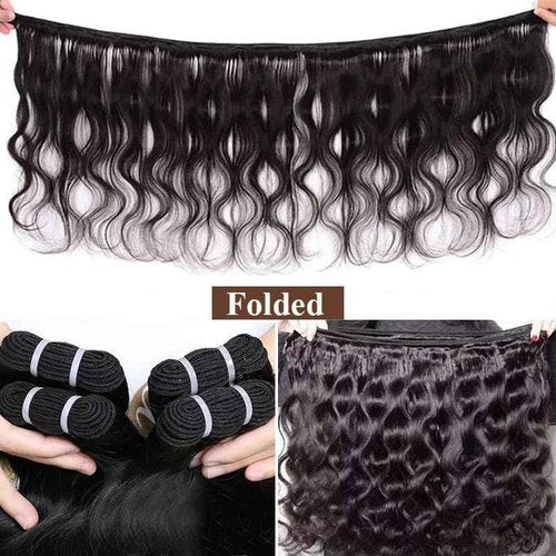 Binlvexin Glossy Human Hair Bundles Body Wave Bundles Human Hair 20 22 24 Inch 12A Grade 100% Unprocessed Brazilian Virgin Hair 3 Bundle Human Hair Extensions for Black Women Natural Color