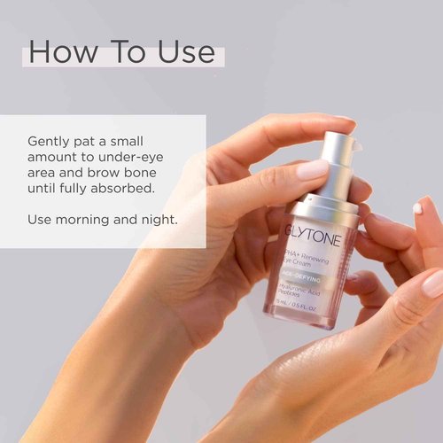 Glytone Age-Defying PHA+ Renewing Eye Cream for Wrinkles| Anti aging Under Eye Cream with Hyaluronic Acid Peptides| Targets Puffiness, Bags, Wrinkles & Dark Circles| Brightening Moisturizer| 0.5 Fl oz