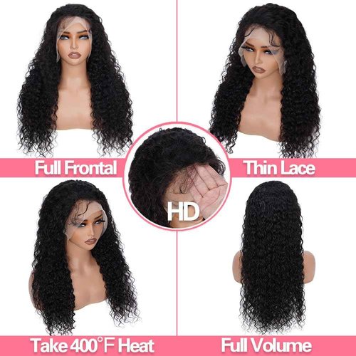 crownew 26 Inch Water Wave Lace Front Wigs Human Hair Pre Plucked Wet And Wavy 13x4 Hd Lace Frontal Wig Human Hair 180 Density For Women Bouncy Soft Deep Curl Glueless Tangle Free Natural Hairline