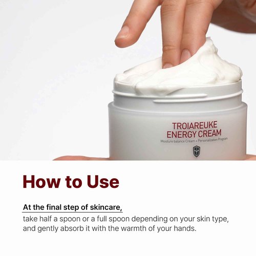 TROIAREUKE Energy Cream, Moisturizing Facial Night Cream with Bifida, Galactomyces, and Peptides For Dry, Dehydrated, and Combination Skin, Korean Skin Care