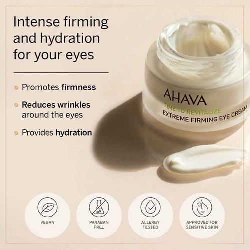 AHAVA Extreme Firming Eye Cream - Firms, Hydrates, Smoothes & Reduce Wrinkles of Eye Area, Enriched with Extreme Complex, Exclusive Dead Sea Osmoter, Peptides, Hyaluronic Acid & Shea Butter, 0.5 Fl.Oz