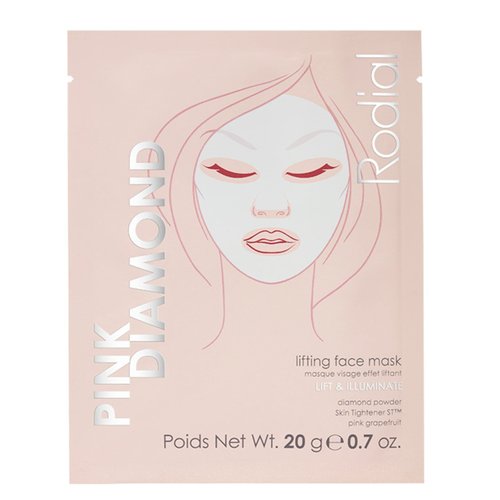 Rodial Pink Diamond Lifting Face Sheet Mask (4 Sachets), Diamond Powder, Vitamine C, Skin Tightener ST, Deeply Moisturising Sheet Mask, Even Skin Tone, Sheet Mask for Wrinkles and Lines