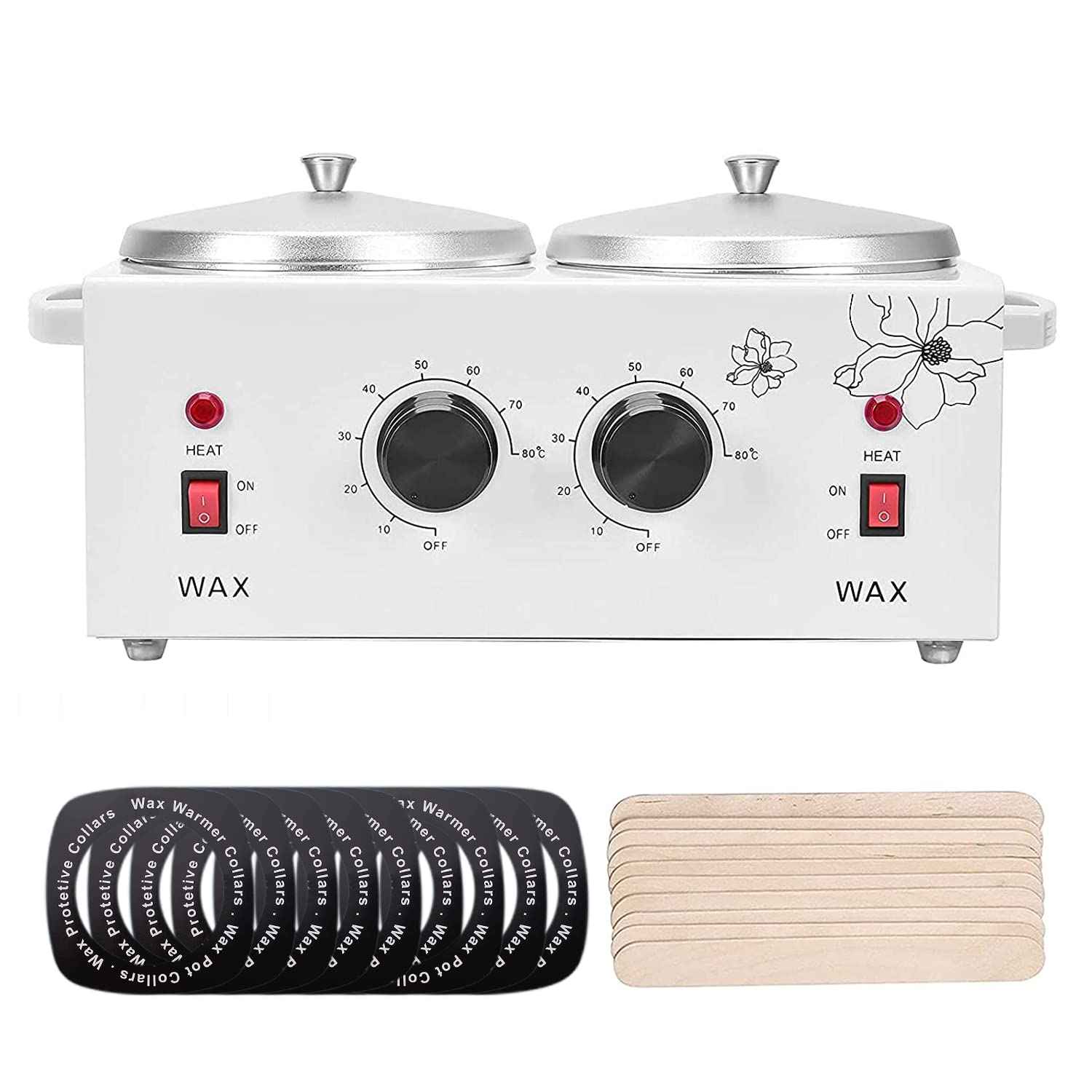 Panghuhu88 Panghuhu88 Double Professional Wax Warmer Pot,Dual Parrafin Waxing Machine, SPA Equipment Adjustable Temperature, Facial Skin Hair Removal Tool Set