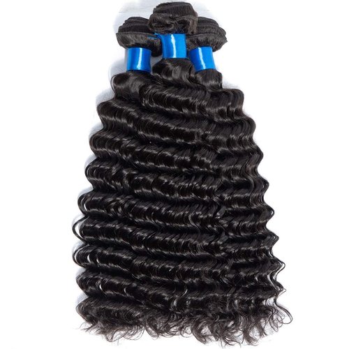 Human Hair Bundles Brazilian Hair Deep Wave One Bundles 28 Inch Unprocessed Virgin Human Hair Extensions Deep Curly Hair Weaves Bundles Natural Black Color for Black Woman (28'', Deep Wave Bundles)