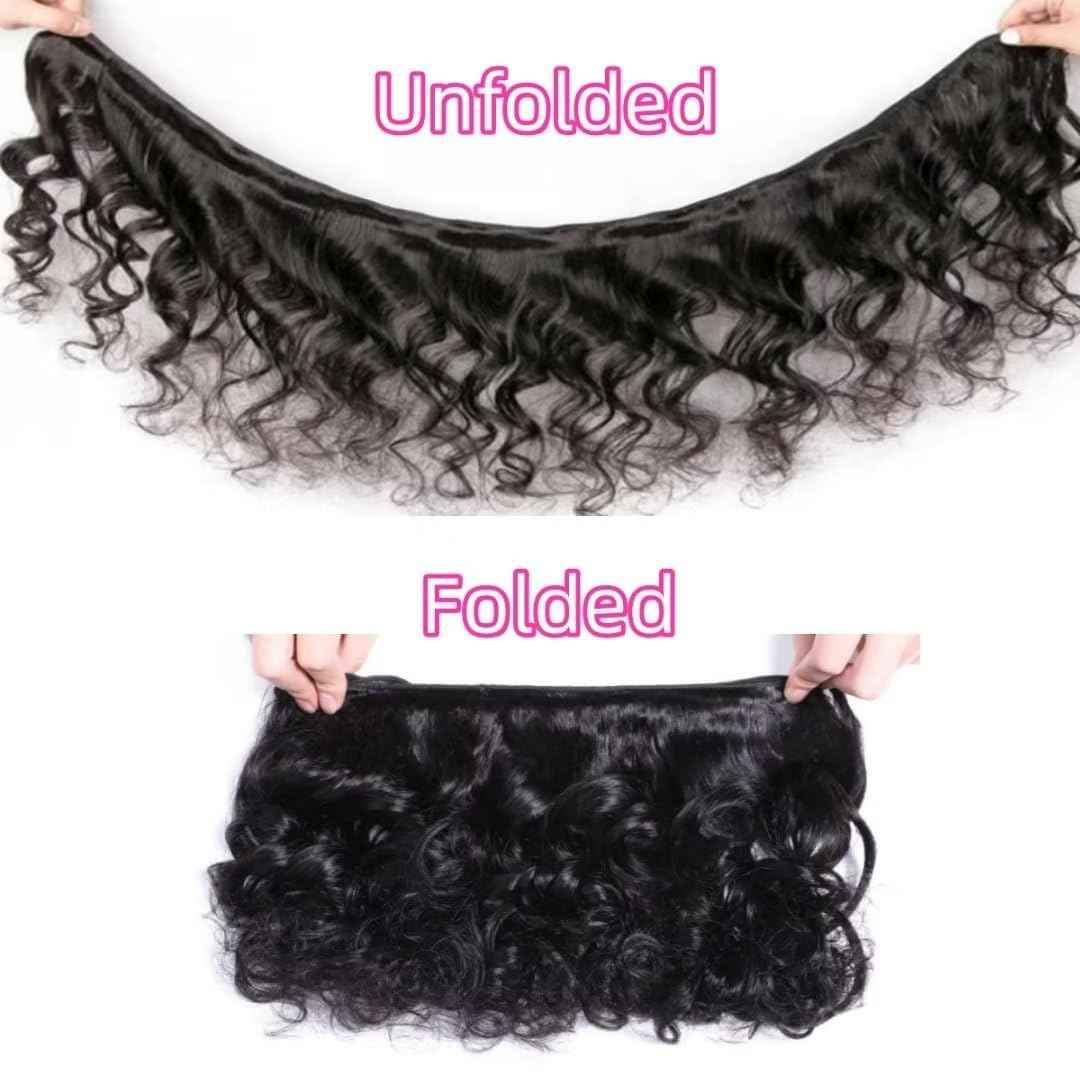 Ladiaryf Loose Wave Bundles Human Hair Short Brazilian Virgin Human Hair Bundles Loose Wave Natural Black Color Can Be Dyed and Styled Total 300g 12 12 12 Inch