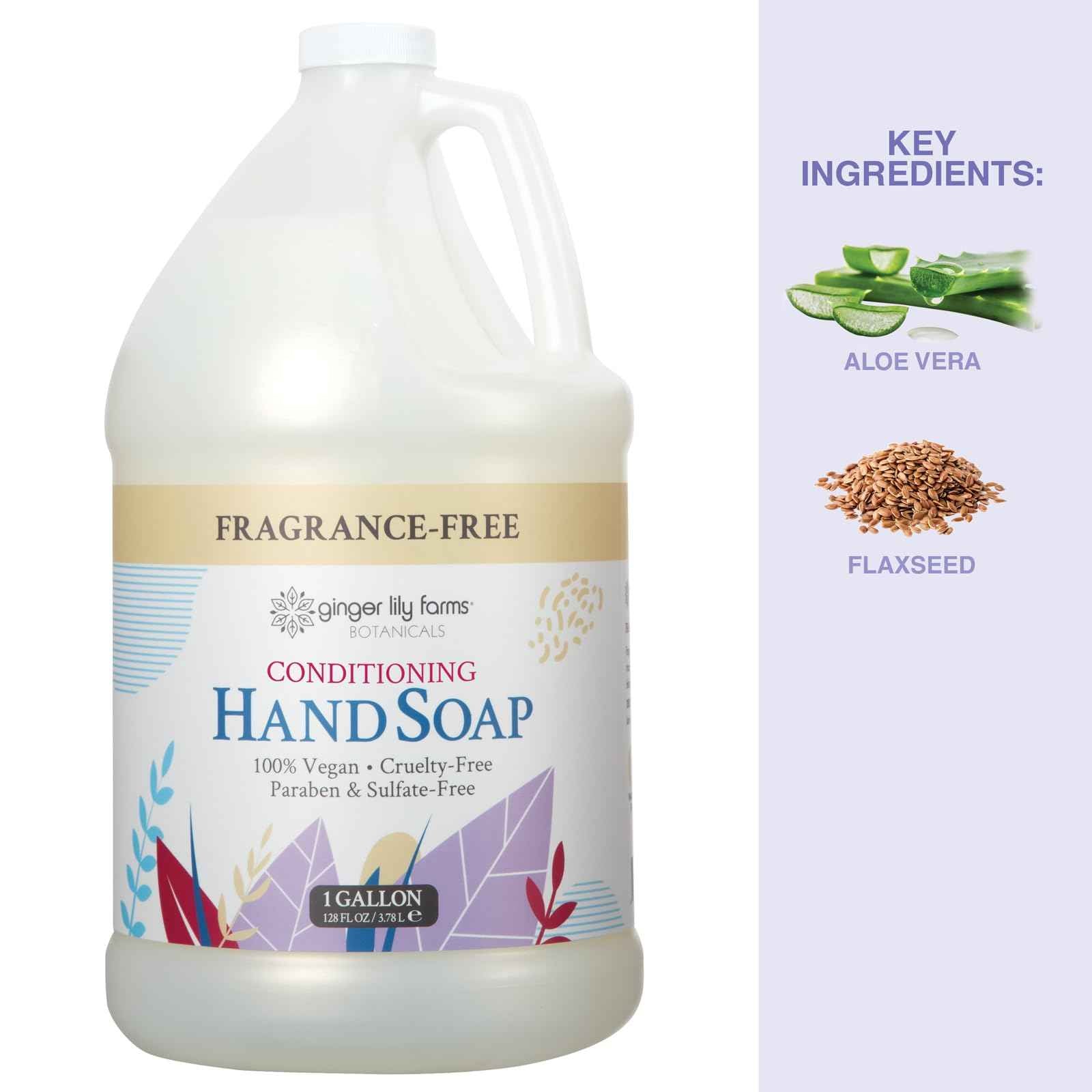 Ginger Lily Farms Botanicals All-Purpose Natural Fragrance-Free Hand Soap, Liquid Hand Soap Refill, 128 Ounces, 1 Gallon (Case of 4)