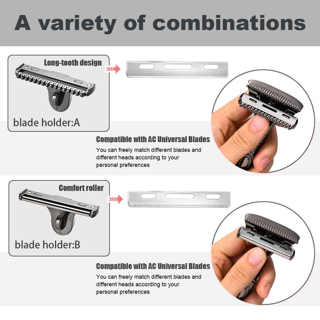 MYITKHT Magnetic Single Blade Razors for Men & Women,Reusable Safety Razor with 360° Rotating Track + 20 Single Edge Razor Blades + Waterproof Silicone Case - Bronze