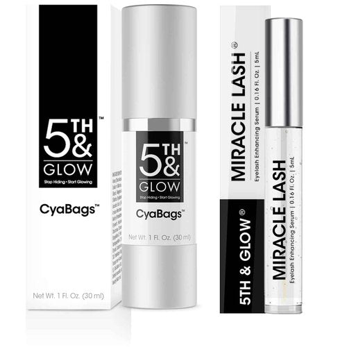5th & Glow Youthful Beauty Bundle - CyaBags Line Smoother for Instant Skin Transformation + Miracle Lash Enhancing Serum for Stronger, Thicker Lashes - Confidence Boosting Daily Routine