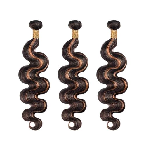 P1B/30 Bundle Body Wave Highight Bundles Human Hair 26 26 26 Inch 3 Bundles Two Tone Brown And Black Bundle Human Hair Weave