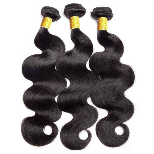 Body Wave Human Hair Bundles with Closure 100% Unprocessed Brazilian Virgin Human Hair 3 Bundles Body Wave with 4X4 Free Part Lace Closure Natural Black Hair Extension