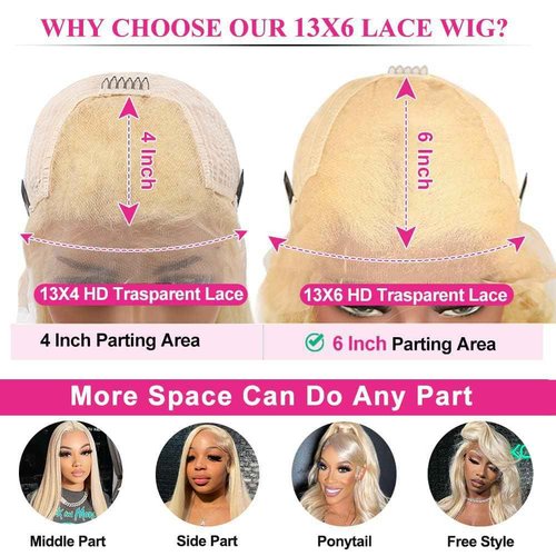 BABOSHOW 613 Blonde 13x6 Lace Front Wig, 100% Human Hair, [2-Year Life], Skinlike HD 200% Density, 613 Straight Frontal Wigs Human Hair, Pre Plucked Free Part 28 Inch, [0.1mm Ultra-thin HD Lace]