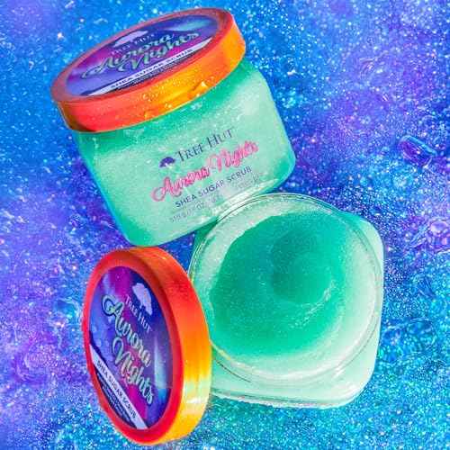 Tree Hut Aurora Nights Shea Sugar Scrub, Exfoliating, Hydrating & Moisturizing Body Scrub with Shea Butter & Nourishing Essential Oils, Smooth & Soften Skin, 18 oz