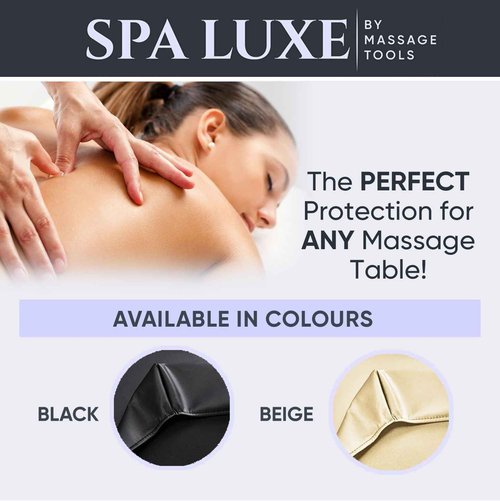 Spa Luxe Vinyl Massage Table Protector Cover Fitted (Black)