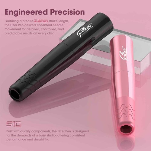 Filter Tattoo Gun - Permanent Makeup 2.8mm Stroke Machine with 2Pcs Battery Power Supply Lightweight Tattoo Pen for Beginners and Artists (S10 Black)