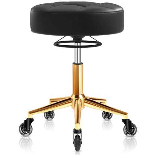 Rolling Stool Heavy Duty 450lbs - Reinforced with Golden Alloy Steel, Super Soft Thick Cushion, 360° Swivel, Smooth Rolling NO Noises, Adjustable Stool with Wheels for Massage Tattoo Spa, (Black)
