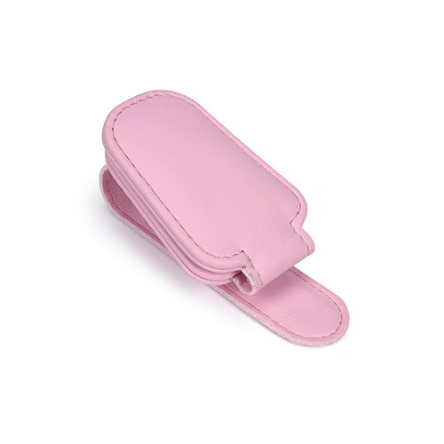 KIWEN Sunglasses Holders for Car Visor, Magnetic Leather Glasses Eyeglass Clip for Car, Ticket Card Clip Sunglasses Mount, Car Visor Accessories Gadgets (1, Pink)