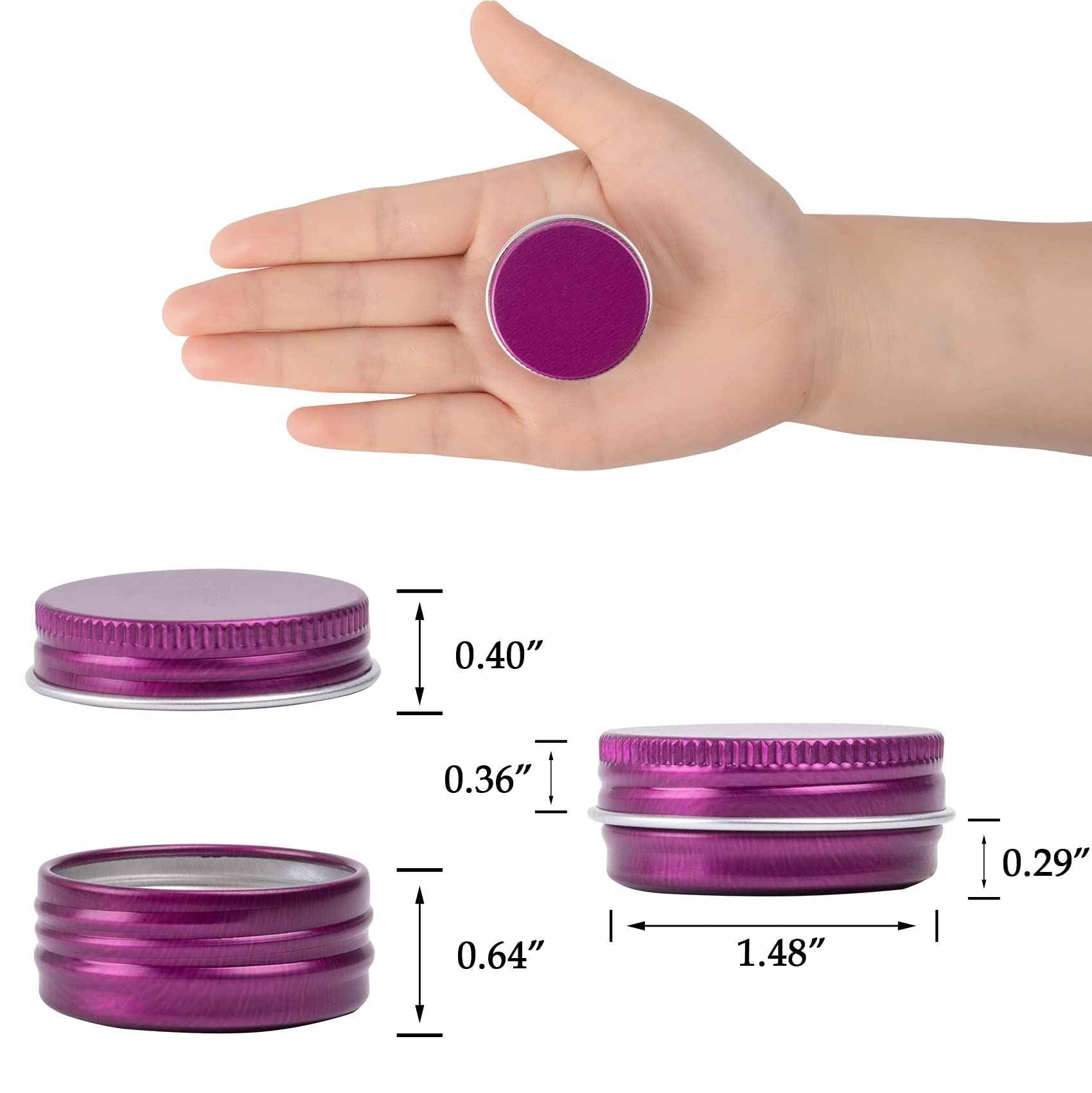270pcs 0.5 oz / 15ml Bulk Packaging Screw Top Aluminum Tin Jar with Screw Lid and Blank Labels (Purple)