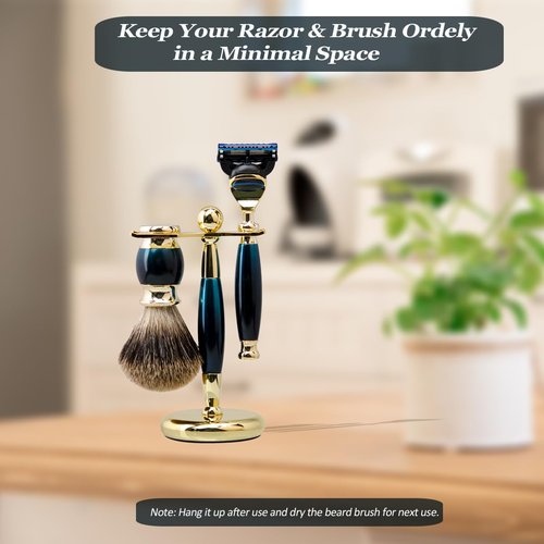 Danweix Premium Shaving Kit for Men - Luxury Complete Grooming Set, Safety Razor, Badger Hair Brush, Stand, Soap, Bowl, Replacement Heads