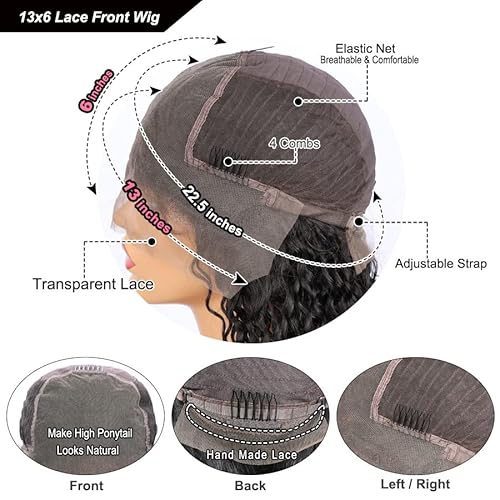 13x6 Lace Frontal Wigs for Black Women Pre Plucked Lace Wig Glueless Brazilian Remy Human Hair Wigs with Baby Hair (12 inch, 150% Density Lace Front Wig)