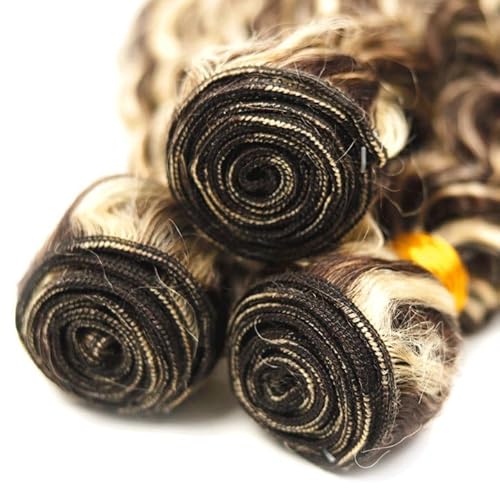 20 22 24 Inch P4/613 Human Hair Bundles Blonde Deep Wave Human Hair Bundles Brazilian Unprocessed Virgin Hair 3 Bundle Two Tone Brown Mixed With Blonde Bundle