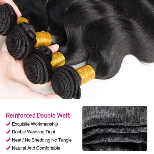 Rumdiku 12A Human Hair Bundles 20 20 20 Inch Body Wave 100% Unprocessed Brazilian Virgin 3 Bundles Double Weft Body Wave Natural Black