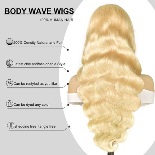 Xsilu 613 Lace Front Wig Human Hair 13x4 Body Wave 613 HD Lace Frontal Wig Human Hair Pre Plucked Blonde Lace Front Wigs Human Hair 12A 613 Human Hair Wig Transparent Lace 200 Density 24Inch