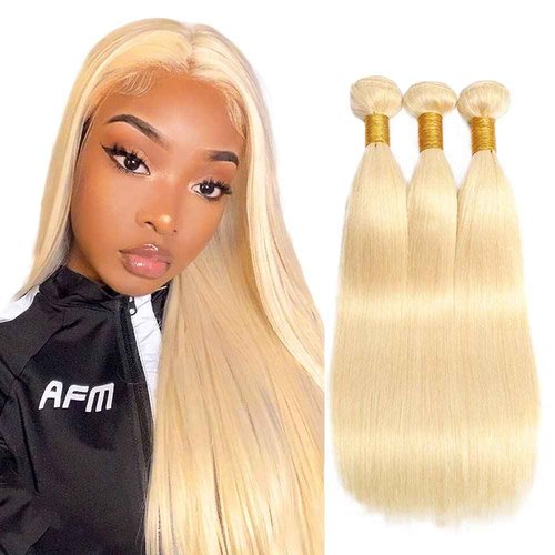 #613 Honey Blonde Bundles Human Hair Blonde Straight Bundles 28 30 32 Inch Unprocessed Brazilian Virgin Hair 3 Bundle 50 Gram Per Bundle Deals Quick Weave Hair For Woman