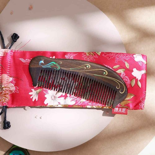 TAN MUJIANG Anti Static Hair Comb - 5.12" None-Tangled Detangling Comb - Fine Tooth Natural Wooden Handmade Combs for Women and Girls