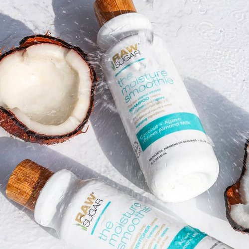 Raw Sugar Hair Conditioner - Moisture Smoothie with Coconut + Agave + Sweet Almond Milk, Hair Care for Dry Damaged Hair, Formulated without Sulfates & Parabens (Pack of 4)