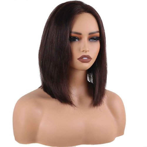 ManeMajesty Short Straight Wigs Human Hair,13X2 HD Lace Frontal Wigs 12A 100% Brazilian Remy Human Hair Wig for Women, Natural Color 12 Inch