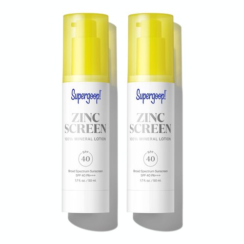 Supergoop! Zincscreen - 1.7 fl oz, Pack of 2 - SPF 40 PA+++ Mineral Face Lotion & Broad Spectrum Sunscreen - Lightweight, Blendable Formula with Pink Hue