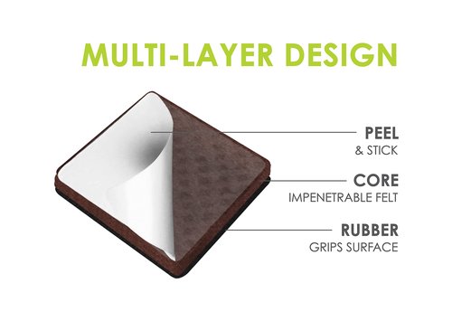 Slipstick GorillaPads Non Slip Furniture Pads/Gripper Feet Floor Protectors (Set of 8) Premium 2 Inch Square Self Adhesive Rubber Stoppers for Furniture Legs