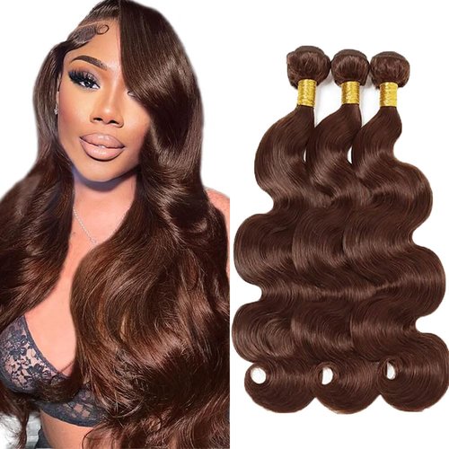 22 24 26 Inch Raivide Color 4 Bundle Chocolate Brown Body Wave Human Hair Bundles Brazilian Dark Brown Bundles Human Hair Color 4 Body Wave Bundle