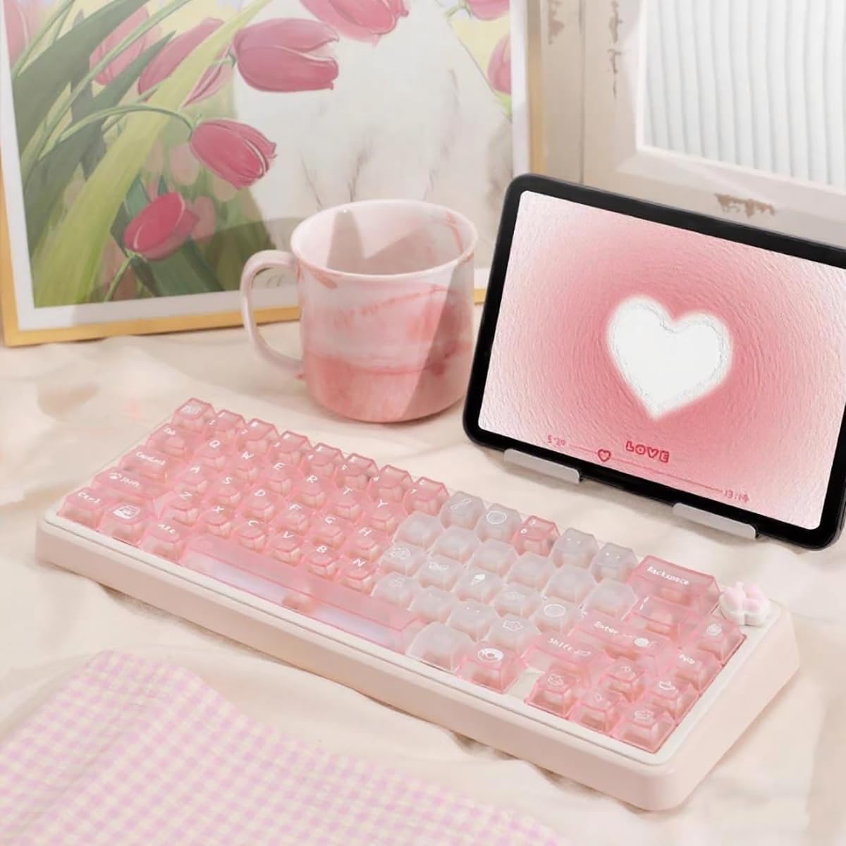 136 Keys Blue Clear Keycaps Cherry Profile Transparent Keycaps Set Fit for 61/64/87/104/108 Cherry Mx Switches Mechanical Keyboard