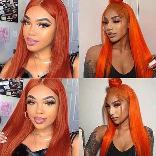 Color 350 Bundles Human Hair Ginger Straight Human Hair Bundles Orange Bundles Human Hair 24 24 24 Inch Ginger Orange Bundles Remy Hair Weave Orange Bundles