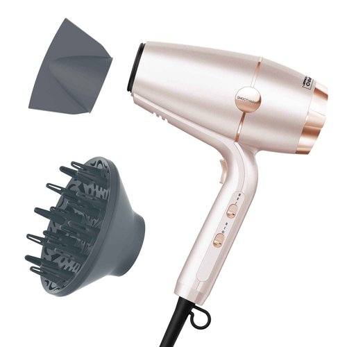 INFINITI PRO CONAIR SmoothWrap Hair Dryer, Blow Dryer with Diffuser and Concentrator Attachments, Advanced Plasma and Ceramic Technology for Less Frizz, More Volume, and Body, Champagne