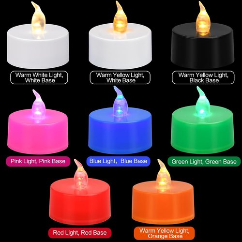 KOABY 24 Pack Warm Yellow Light Non-Flickering Flameless Tea Lights, Black Base, Last 100H+, Battery Operated Tea Lights for Decor