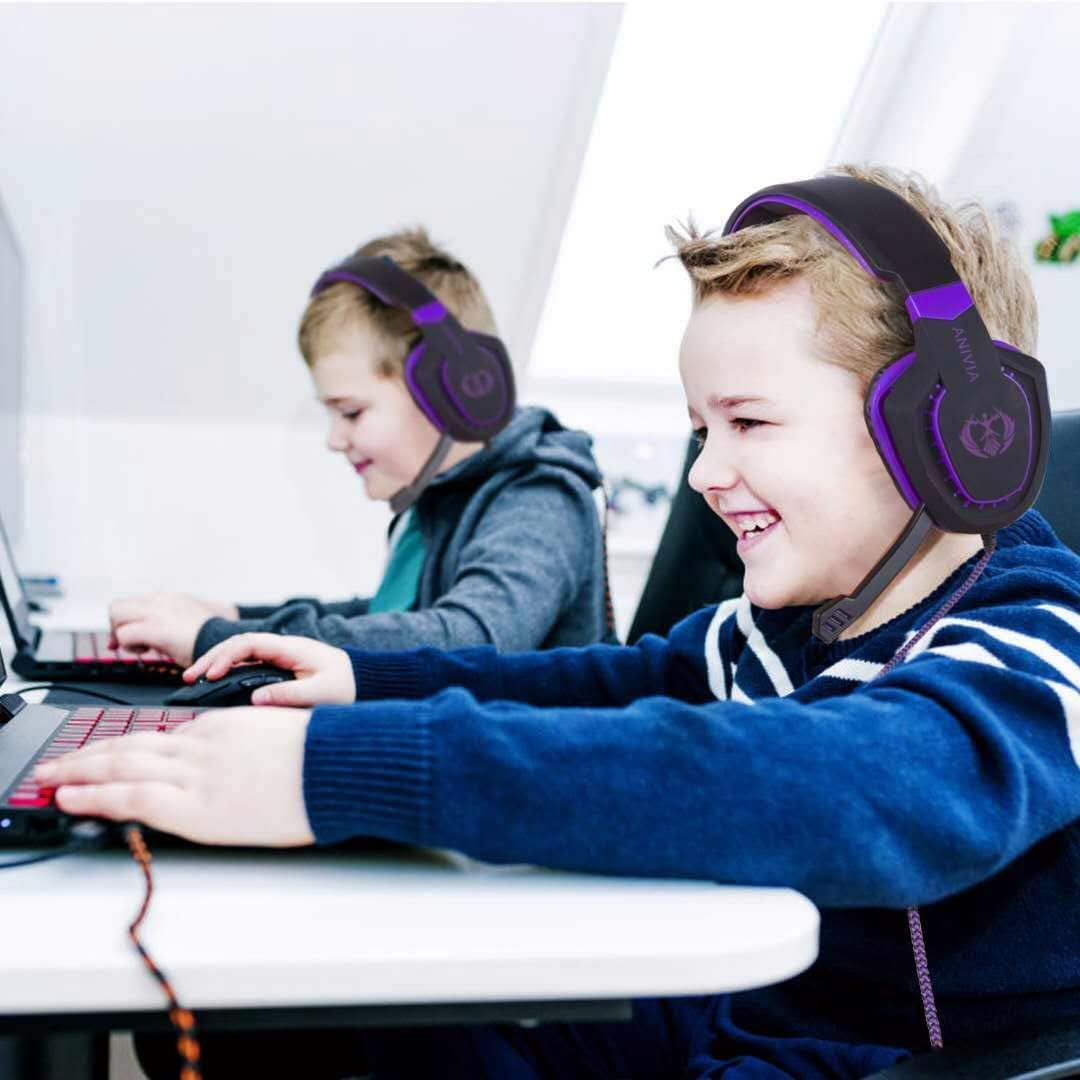 Anivia AH28 Over Ear Headphones Wired Stereo Computer Headsets Gaming Headset with Mic, Bass with Volume Control, Noise Isolating for Multi-Platforms