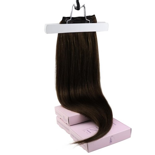 Fshine 20 Inch Clip in Hair Extensions Real Human Hair 105g 7pcs Dark Brown Hair Extensions for Women Full Look with Seamless Finish for Daily or Event Styling