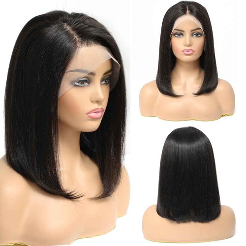 ASUTTRY Bob Wig Human Hair 200 Density 13x4 HD Lace Front Wigs Human Hair Pre Plucked Short Bob Straight Frontal Wigs Human Hair for Women Natural Black 12"