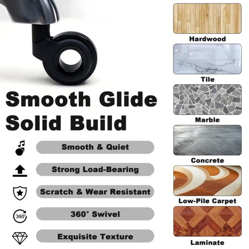 ZHAOYONGLI-End Tables Rolling Stool, Stainless Steel Workbench Stool, Adjustable Swivel Stool， 5 Wheels, Aluminum Alloy Five-Claw Foot，304 Stainless Steel Structure，Holds 460lbs,sHollowWheel