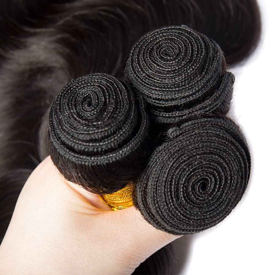 30 30 30 Inch Human Hair Bundles Natural Black Color Body Wave Bundles Unprocessed Brazilian Virgin Hair 3 Bundles Color #1B Body Wave Bundles Human Hair Extensions