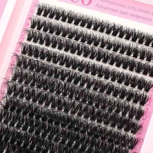 Lashes Clusters Kit Gift Packs 3 Styles 760Pcs with 2X Bond&Seal Volume Soft False Eyelash Extension 80D+100D D Curl Wispy Natural DIY Individual Fake Eyelashes Box for Beginners Bulk Pack