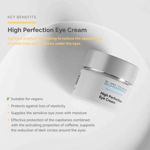 Schrammek High Perfection Eye Cream (0.5 fl oz) - Eye Care Product - Reduces Lines & Shadows Under the Eyes - Caffeine Eye Cream - Skin Care - Dr