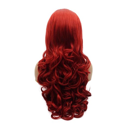 LUSHY BEAUTY Hair Synthetic Lace Front Wig Wavy Long 26inch Red Heavy Density Heat Resistant Realistic Wig