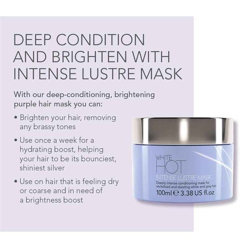 White Hot Ultimate Collection, hair care products to brighten, add gloss & shine to white and grey hair, purple shampoo, banishes yellowy tones