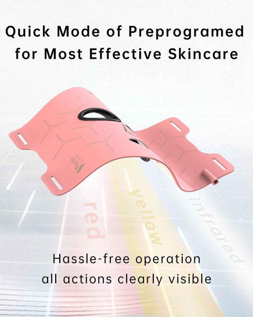 Infrared Red Light Therapy Mask: High Power for Glowing Skin – Ultra-Thin 1.8mm 4.6oz, 830nm 633nm 590nm, Rechargeable, Red light therapy for face Luxury Gift - Pink Windmill